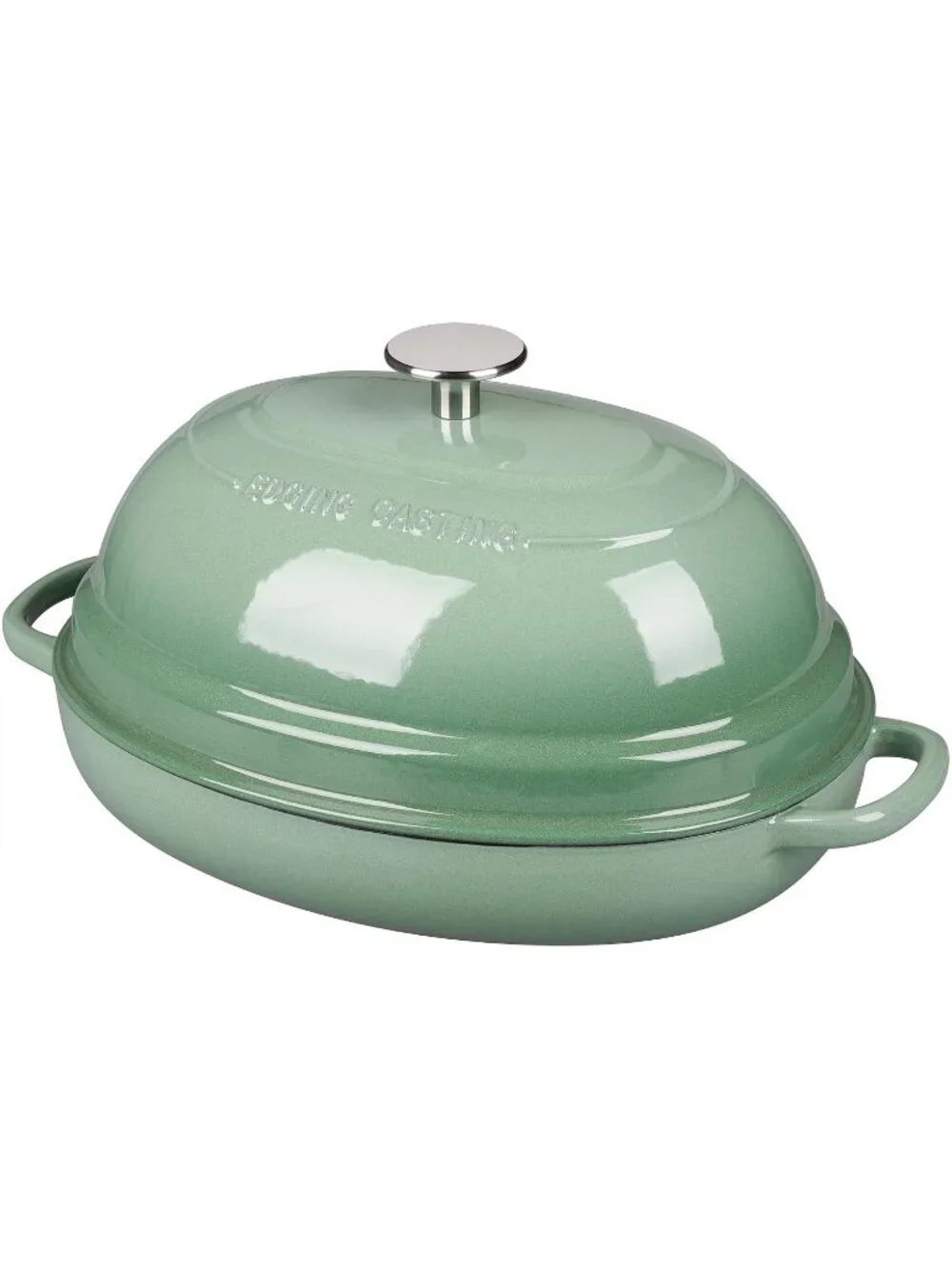 Sage Green 6QT Oval Cast Iron Dutch Oven Pot with Lid Bread Dutch Baking Pan